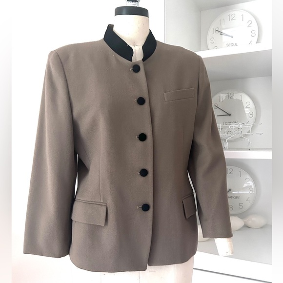Rena Rowan for Seville! Velvet Trimmed Wool Blazer - Picture 1 of 6